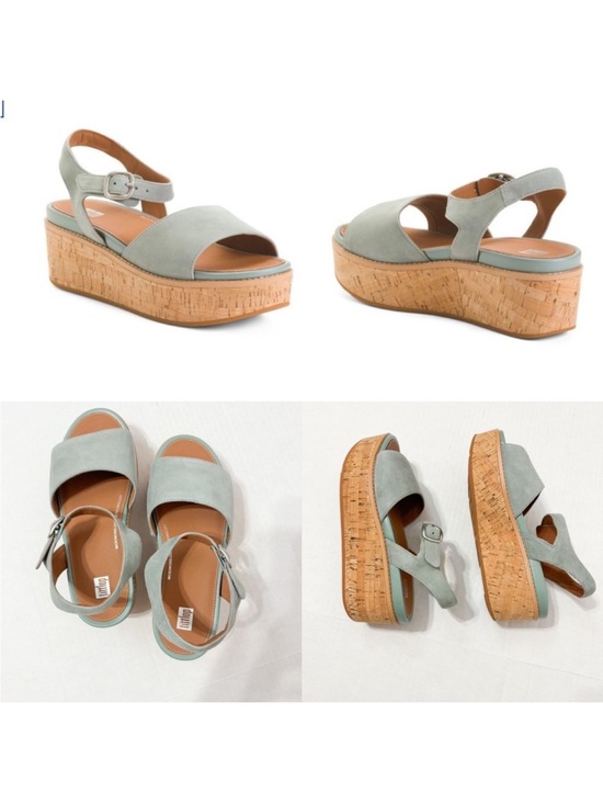 Fitflop Shoes - NEW FITFLOP Cool Blue Suede Eloise Cork Wrap Back Strap Wedge Sandals Sz 8